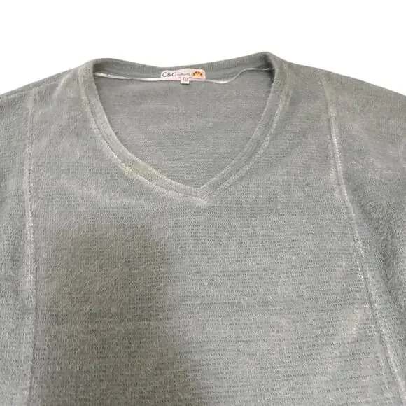 C&C California Sweater Womens Size Medium Seafoam Pullover V-Neck Knit Cotton - Picture 8 of 14